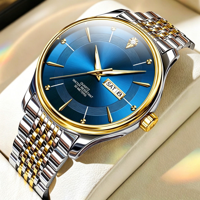 남성용 메탈 손목시계 야광 방수 명품 시계 패션 쿼츠 시계 선물추천