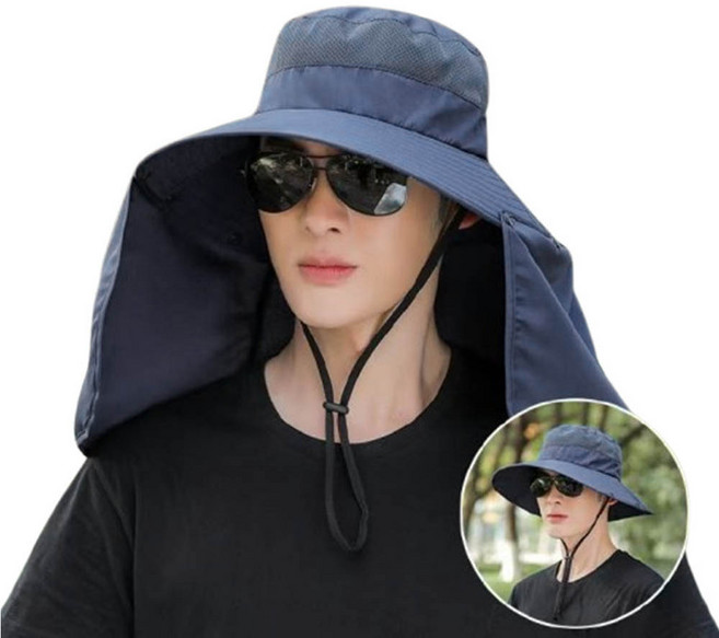 타타레오 자외선차단 메쉬 통풍 대두 모자 넥커버 뒷목가림막 챙모자 캠핑 낚시 산책 농사 남성 등산모자 사파리모자 TRO-02A