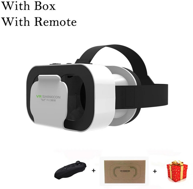 VR 안경 가상 현실 헤드셋 바이어 장치 헬멧 스마트폰용 3D 렌즈 스마트 고글 휴대폰 모바일 고글 게임 액세서리, 8.With Box With Remote