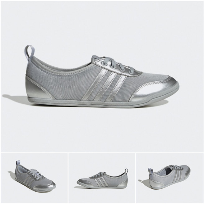 아디다스 실버 여성 플랫 스니커즈 데일리 슈즈