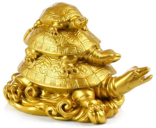 미츠키 삼족 황금 골드 금 거북이 풍수 인테리어 소품, 삼족 황금 거북이