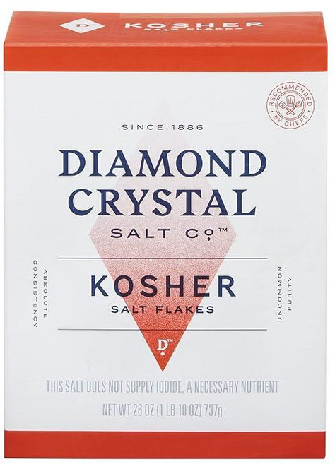 Diamond Crystal 코셔 소금 플레이크 - 풍부한 맛 첨가제 없음 및 나트륨 감소 - 전문 요리사 및 가정 요리사를 위한 스테이플 767.1g(26온스) (새 포장), Diamond Crystal 코셔 소금 플레이크 - 풍, 1개