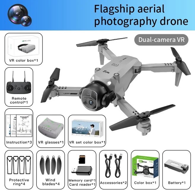 2026 AE4 VR 글래스 드론 8K HD 옵티컬 플로우 호버링 헤드리스 헬리콥터 360 ° 플립 장난감 선물, 04 white VR