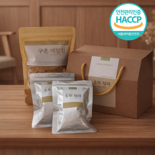 경주천년상회 호두정과 선물세트 호두강정 답례품 실속형선물 구운메밀칩 증정, 2개, 90g