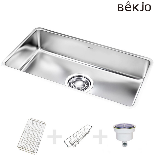 백조씽크 BJ84 프레스형 기본 사각 싱크볼 주방 리모델링, BJ84 +스텐배수구(통망), 1세트