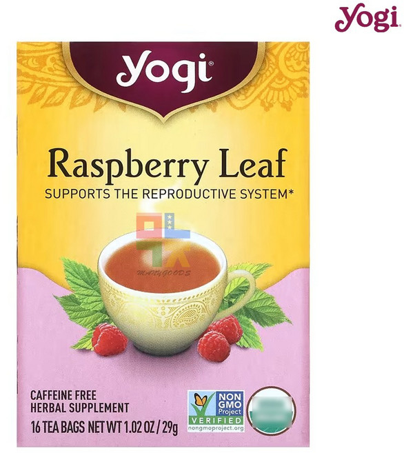 Yogi Tea 요기 티 라즈베리 잎 카페인 프리 16티백 29g 우먼스 요기차 허브티, 1개, 16개입