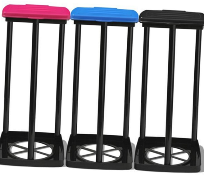 재활용 분리수거 정리함 환경 쓰레기통 수납 주방 정리용품, 틴토블랙 봉투거치대 (블랙 3P)