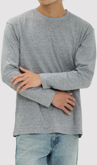 남성 여성 순면100% 무지 라운드 긴팔 무지티 기본티 티셔츠 흰티 면티 긴팔티