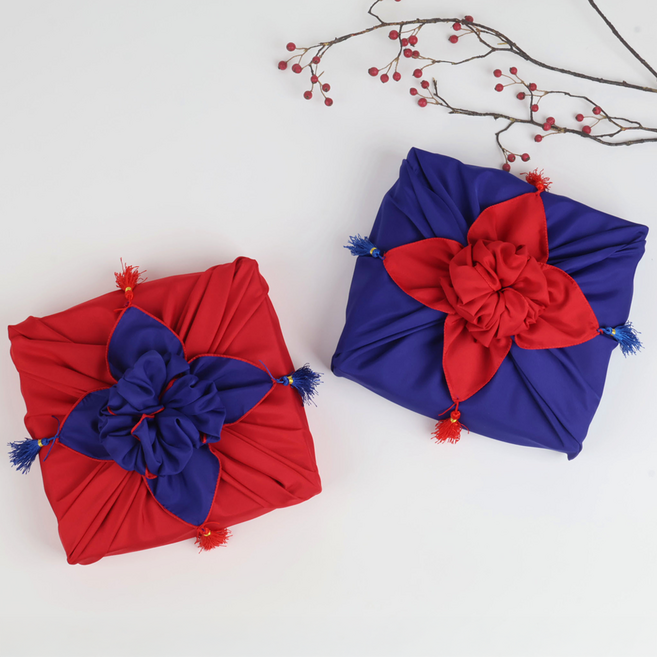 정담은보자기 청홍 보자기 혼례 폐백 명절 예단 선물 답례품 포장 예단포장, 1개