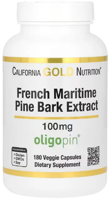 California Gold Nutrition cgn 캘리포니아골드 프랑스 해송 껍질 올리고핀 french maritime pine bark extract, 180정, 1개 - 쿠팡