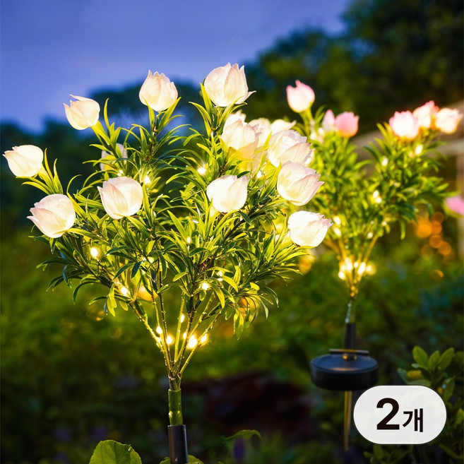 신성나라 태양열 정원등 태양광 조명 조화 마당 LED 전등 공원 조경등 꽃등 전구 꽈리꽃, 옐로우(2개입)