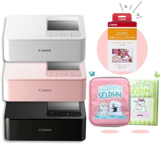 (Canon) 캐논 셀피 포토프린터 CP1500 + RP-108 인화지 + 캐노니 봄맞이 패키지, 1개, CP1500 블랙 + RP-108 용지