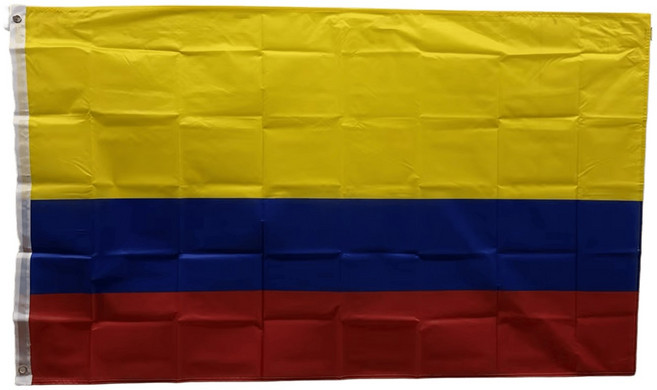 콜롬비아 폴리에스터깃발 The Republic of Colombia flag 90x150cm 구리고리 이중스티치, 1개, YELLOW+BLUE+RED