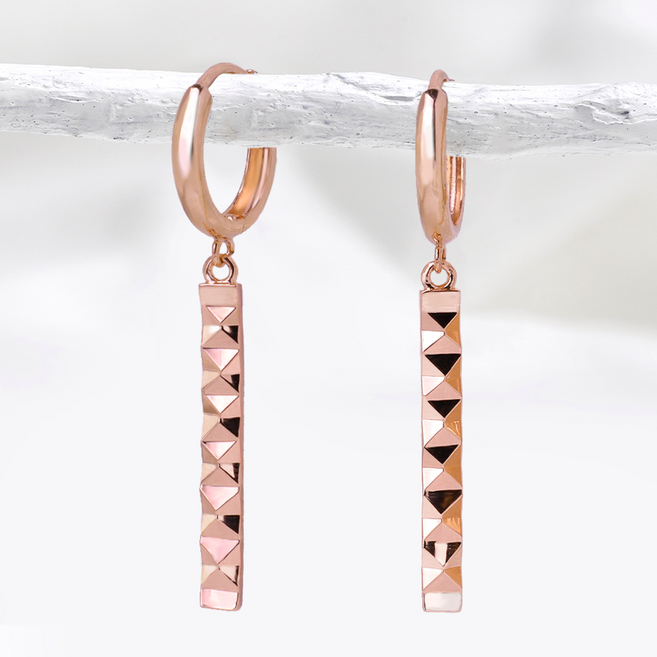 주리에떼 14K 18K 여성 데일리 컷팅 일자바 루스 원터치 금 귀걸이