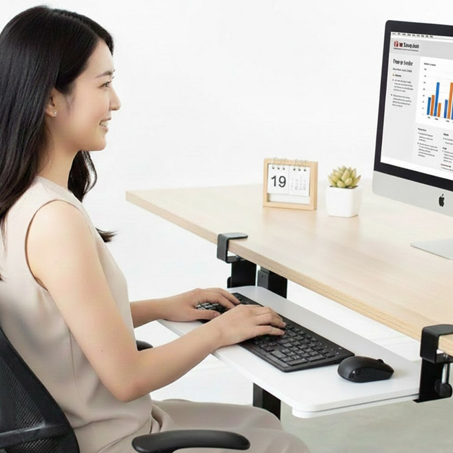 책상 슬라이딩 키보드 받침대 거치대, 1개, 화이트