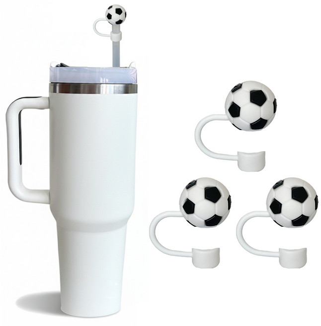실리콘 텀블러 빨대 마개 10mm 세트, 1세트, 축구공세트