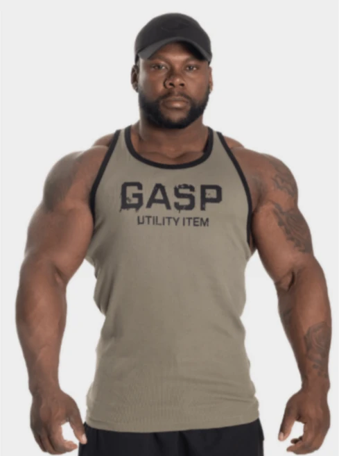 GASP 가스프 머슬핏 헬스 짐웨어 민소매 나시, 카키 - 쿠팡