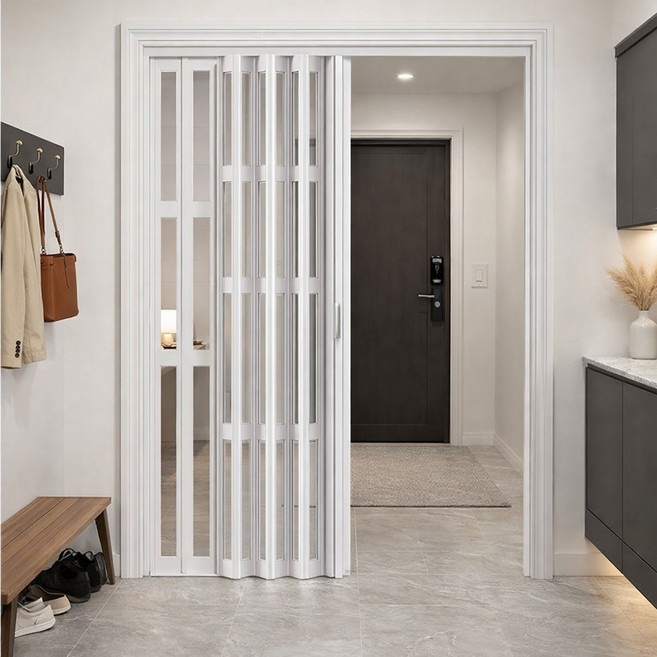 무타공 접착식 셀프 중문 맞춤제작 슬라이딩 미닫이 접이식 셀프설치, 1개