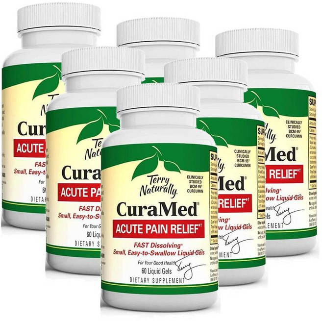 테리 내추럴리 큐라메드 어큐트 페인 릴리프 커큐민 리퀴드젤 Terry Naturally CuraMed Acute Pain Relief, 60정, 6개