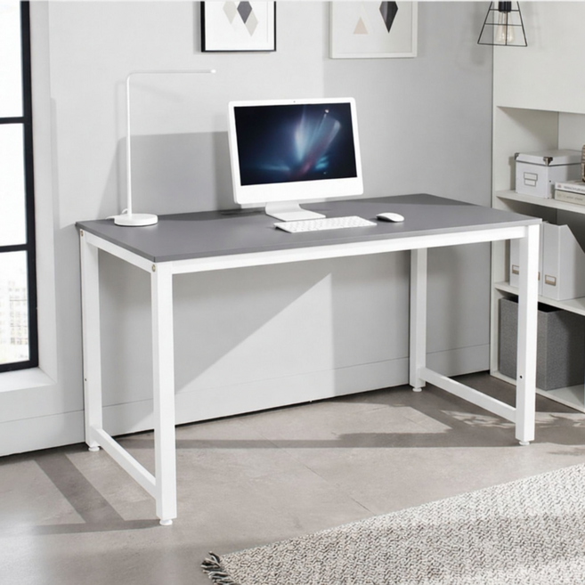 [국내제작] 인퍼니처 S1 컴퓨터책상 조립식 회의용 사무용 철제테이블, 화이트그레이