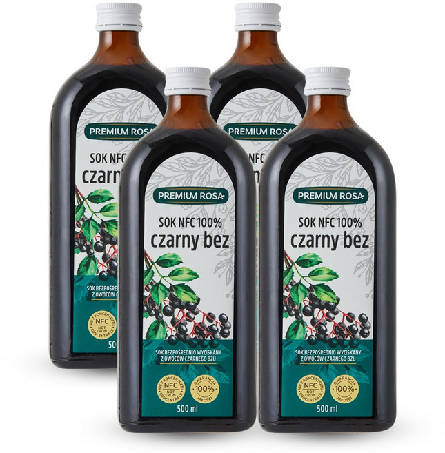 프리미엄로사 삼부커스 엘더베리원액 100% NFC 착즙 주스 즙, 500ml, 4개