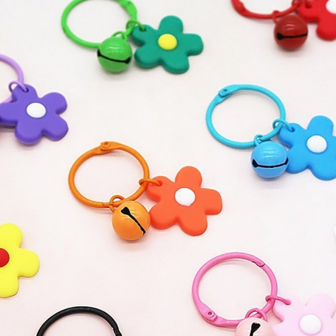 (주)아트인 플라워 방울 열쇠고리, 퍼플, 1개