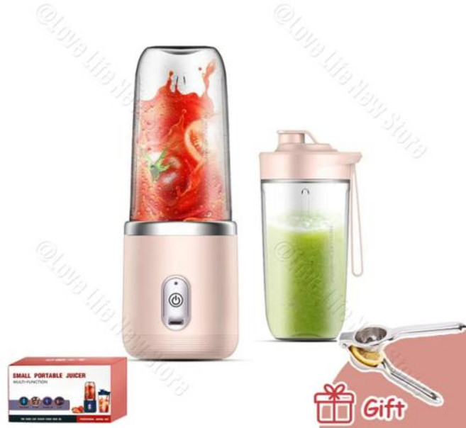 야채 과일 레몬 전자동 착즙기 가정용 분리 과즙기 믹서기 자동 녹즙기 원액기 휴대용 USB 과일 믹서 다기능 전기 믹서기 레몬 컵 음식 주스 메이커 기계, 4) B Pink