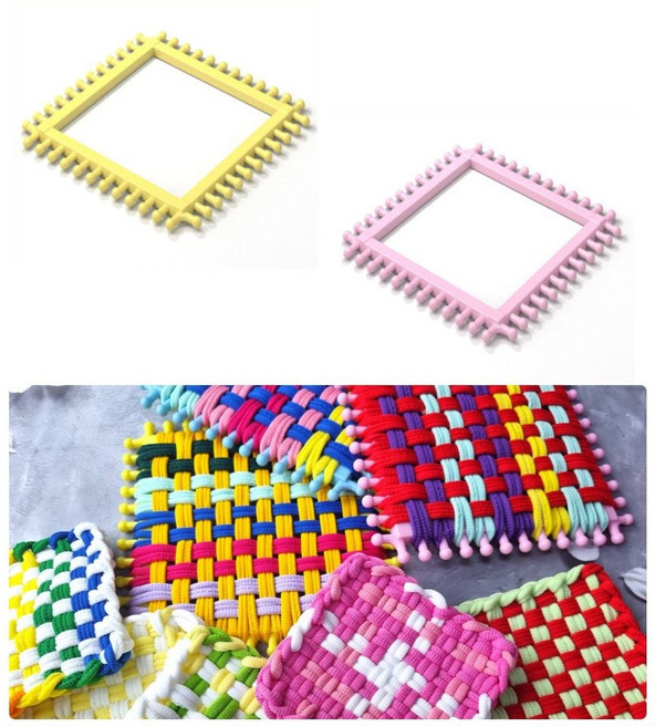 diy 손뜨개 티코스터 만들기 끈 직조틀 세트 양말공예 공예, 20 피치핑크+틀, 이미지참조, 1개
