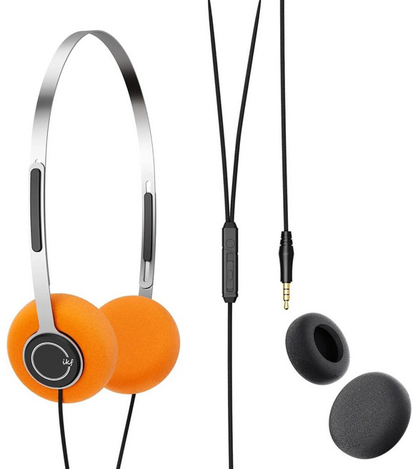 IKF Y3 이어 레트로 음질 스피커 경량 30MM 하이파이 촬영 스로백 디자인 사진 조각 유선 트렌디한, 블랙