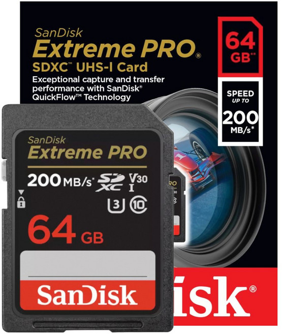 샌디스크 정품 SD 메모리카드 Extreme Pro 익스트림 프로 SDXC 평생보증 Lifetime, 64GB, 1개