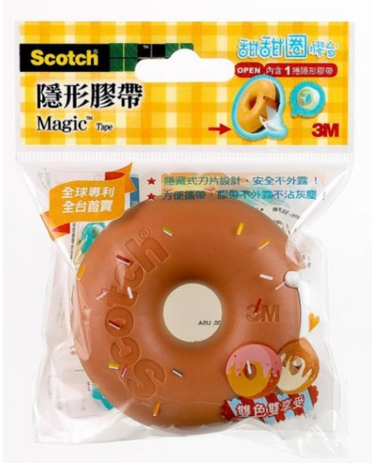 3M Scotch 810DD 雙色甜甜圈 隱形膠帶( 19mm x 7.6M ) 辦公室文具必備 黏性佳、可書寫 文件整理更方便, 1個