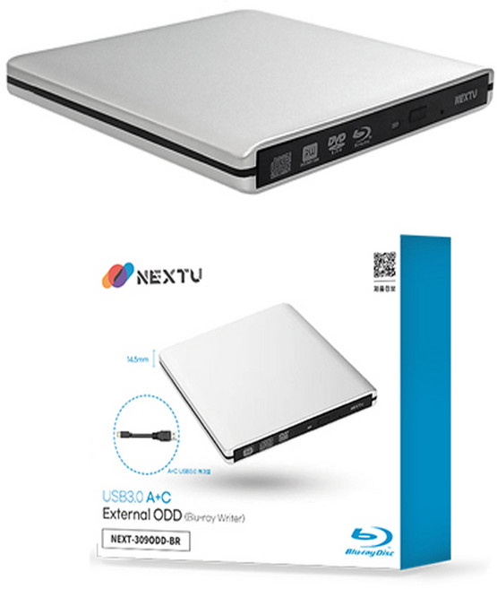 309ODD-BR USB3.0 슬림 블루레이 외장 드라이브 RW WRITE, 1개