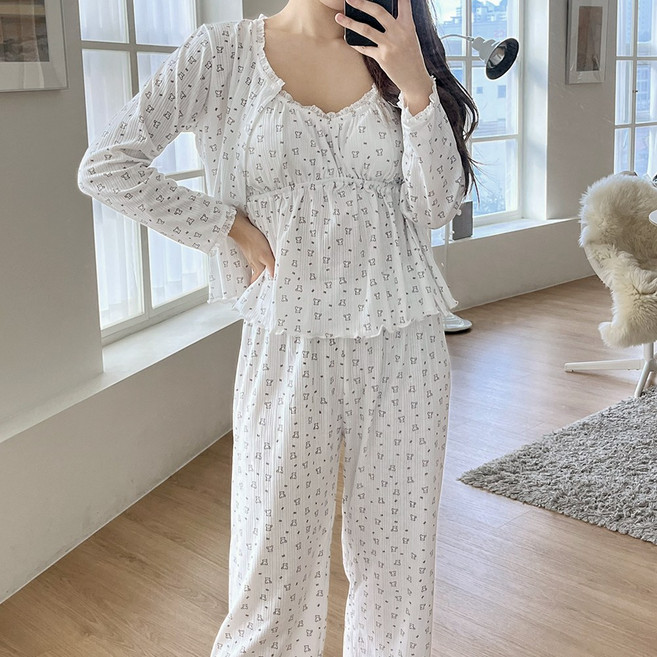 엘라운지 러블리 쓰리피스 파자마 상하세트