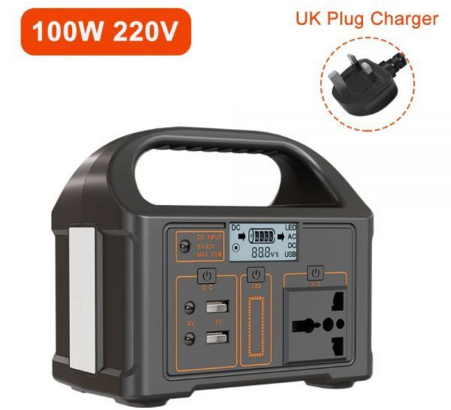 휴대용 파워 스테이션 LED 태양광 발전기 야외 비상, 100W 220V 영국, 1개