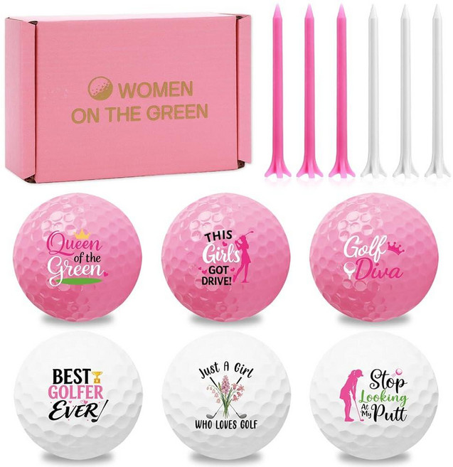 OBUSATT 13 Pcs Golf Gifts for Women Pink Funny Golf Ball with Tees and Gift Box Golfing Retirement