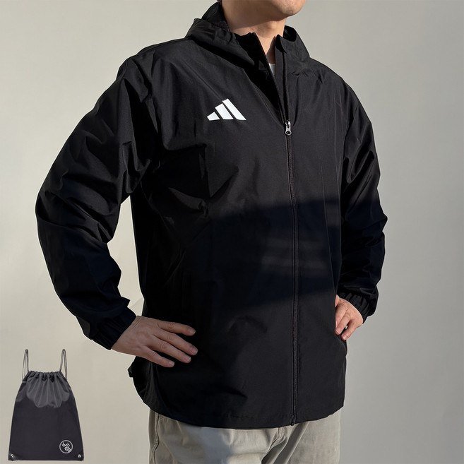 아디다스 모든 날씨 바람막이 런닝 자켓 남자 블랙 (PGN짐쌕가방 지급)