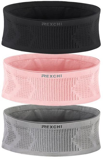 REXCHI 運動隱形腰包 多功能針織高彈力跑步登山收納腰帶, 經典黑