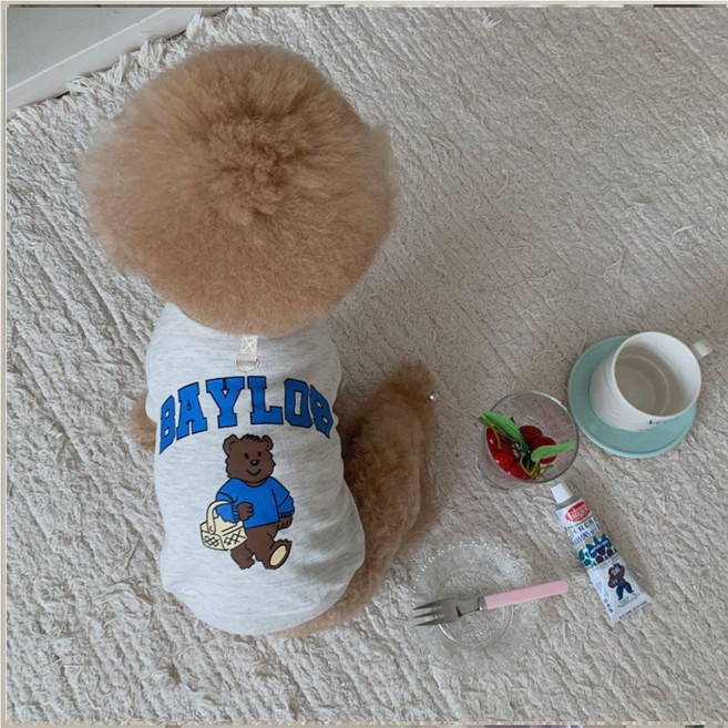 台灣發貨 寵物親子裝 父子裝 寵物親子裝 春秋服飾 狗衣服 中小型犬, 1個, 227C灰色BAYLOR熊,XL(胸圍52cm 11-15斤), 灰色