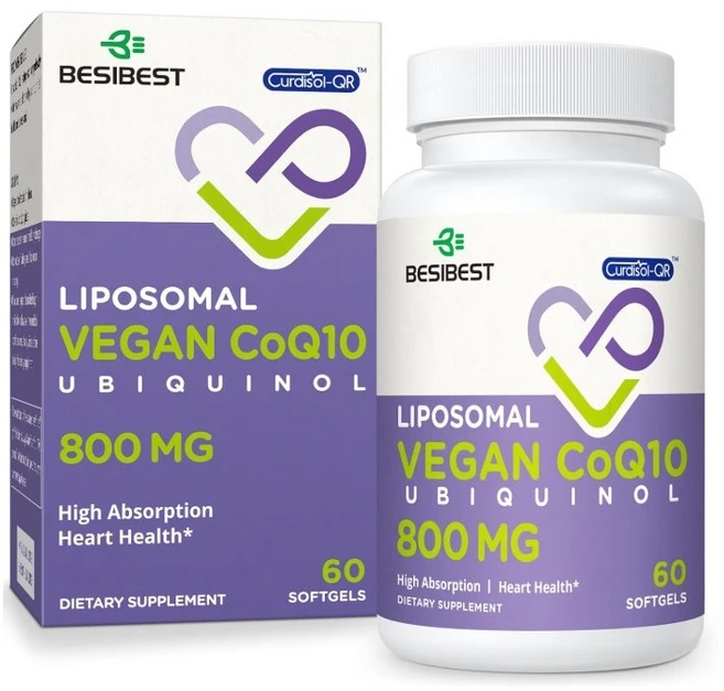 Besibest 리포솜 유비퀴놀 코큐텐 CoQ10 800mg 60소프트젤 2팩, 2개, 60정 - 쿠팡