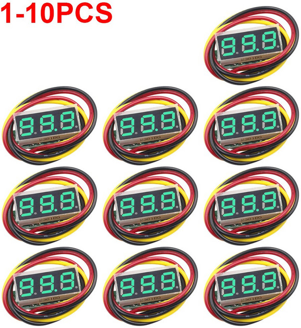 미니 LED 디지털 전압계 전압 계량기 게이지 테스터 디스플레이 DC 0 100V 28 인치 3 와이어 12V 24V 48V 1 10, 1개