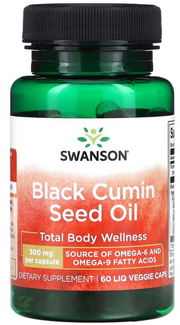 스완슨 블랙 커민 씨드 오일 500mg 리퀴드 베지 캡, 1개, 60정