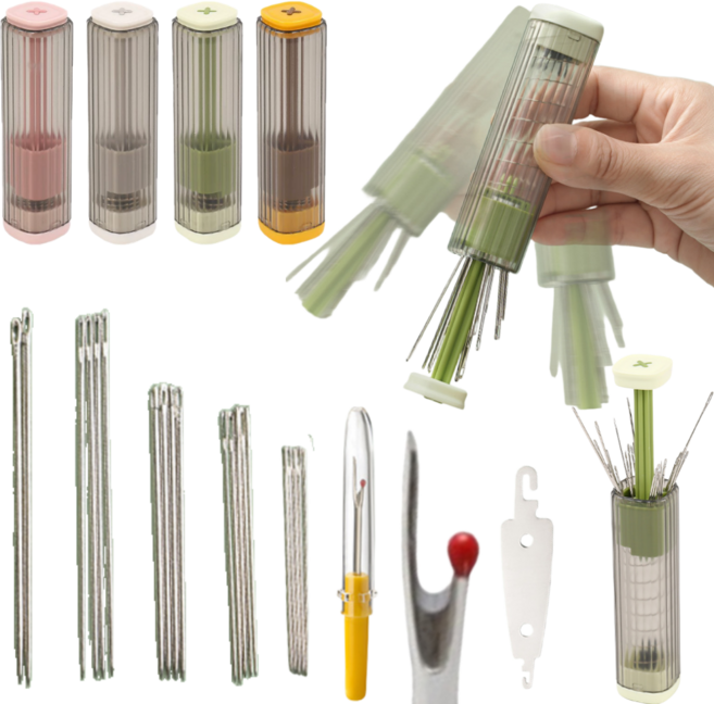 프라홈 자석 원터치 바늘통 손바늘 실뜯개 실꿰기 23종, 1개, 화이트