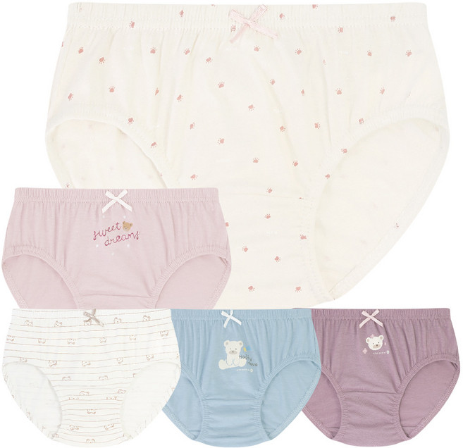 엠알키즈 큐티베어 무형광 순면 여아팬티 5매 세트 DB537