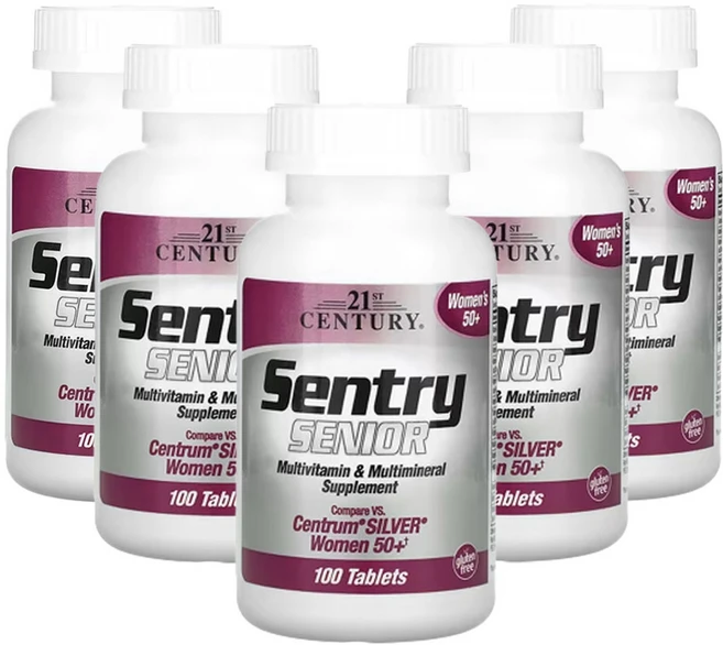21세기센츄리 센츄리 시니어 종합 비타민 및 종합 미네랄 보조제 50세 이상 여성 100정, 5개 - 쿠팡