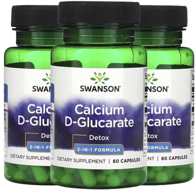 스완슨 칼슘 d-글루카레이트 디톡스 2-In-1 포뮬라 캡슐 60정, 3개 - 쿠팡