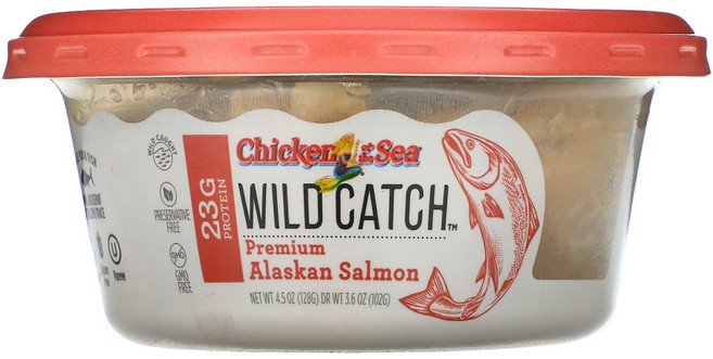 Chicken of the Sea 와일드 캐치 프리미엄 알래스카 연어 4.5 oz (128 g) 3팩, 102g, 1개