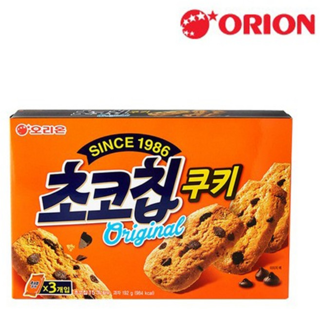 오리온 초코칩쿠키 192g(64gx3개입)x6개, 64g, 6개