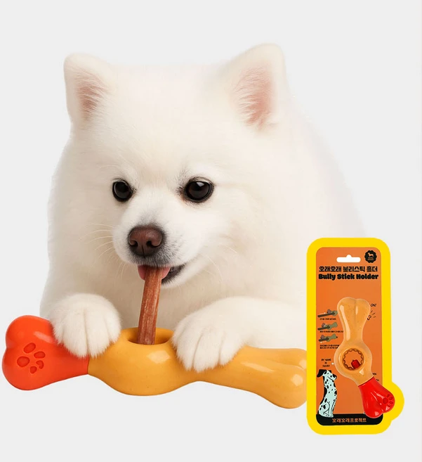 강아지 간식 삼킴방지 오래오래프로젝트 불리스틱 홀더, 1개, 오래오래홀더 - 쿠팡