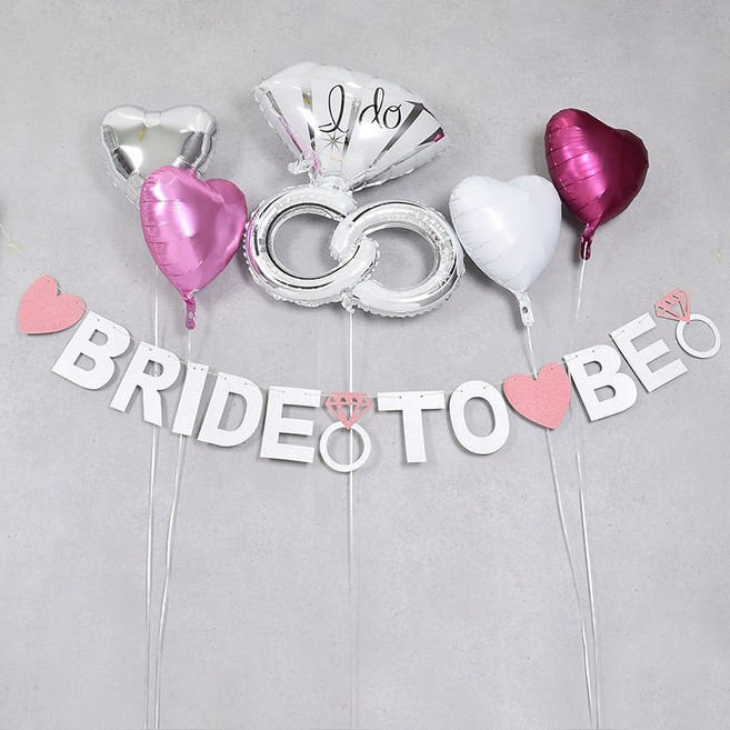 제이벌룬 브라이덜 샤워 가랜드 BRIDE TO BE, 화이트