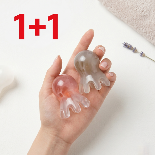 어반잇 문어 두피 괄사 마사지기 1+1, 핑크+그레이, 1개